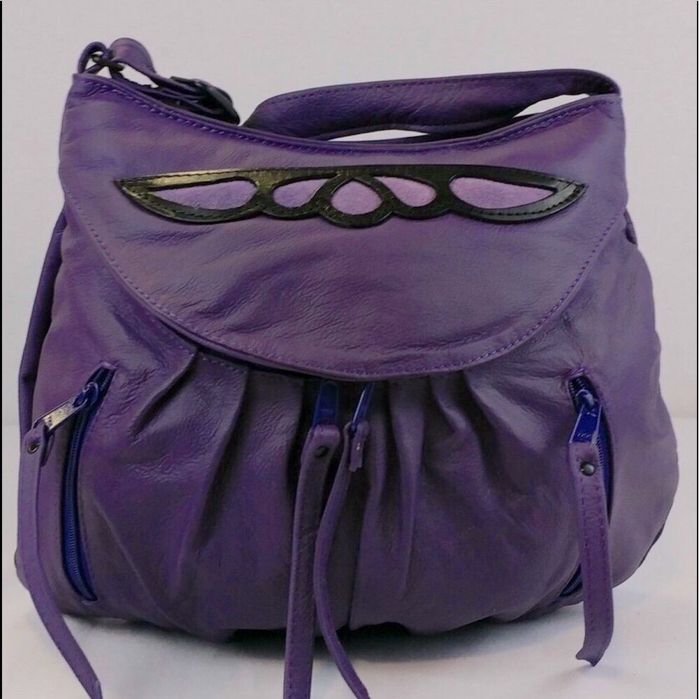 ACE LEATHER GOODS Purple Bohemian/Hobo/Shoulder Bag/Purse Secret Hidden pocket
